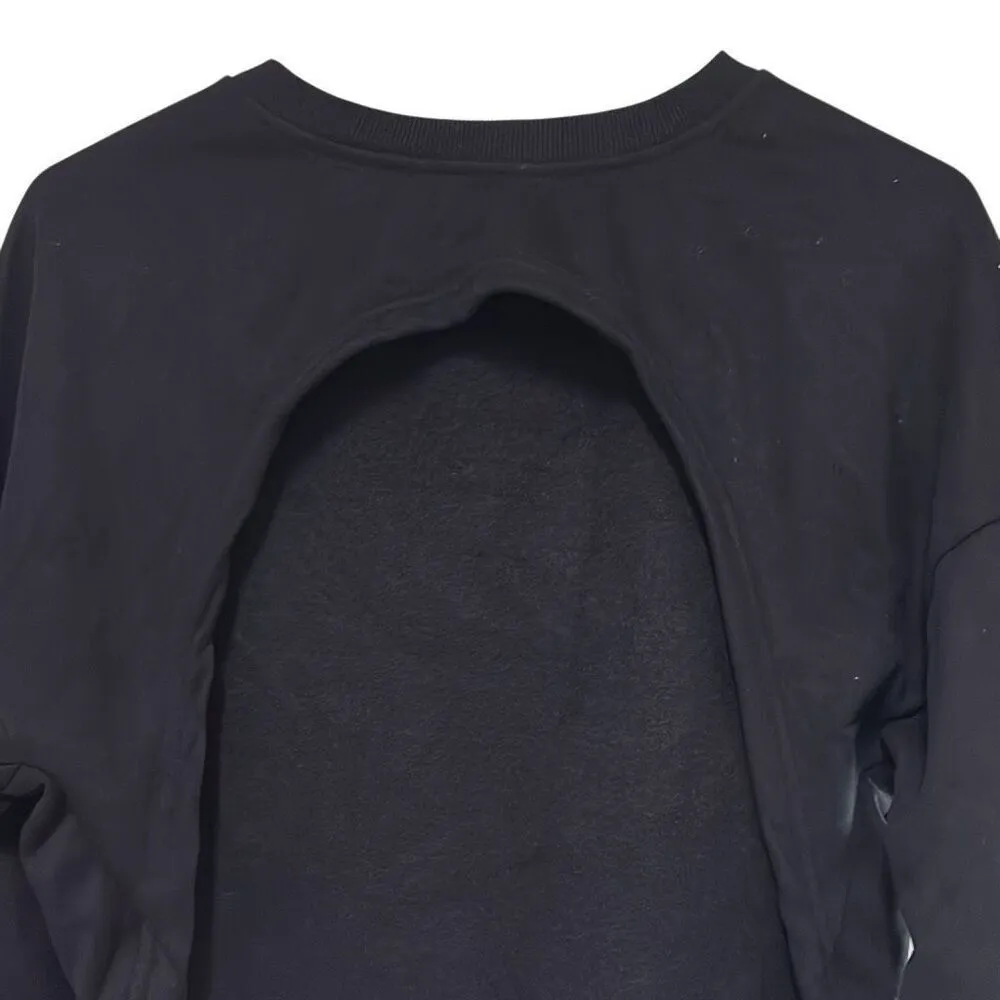 Black Shrug Cutout Long Sleeve Crop Sweatshirt Small Workout Yoga Balletcore - Image 3