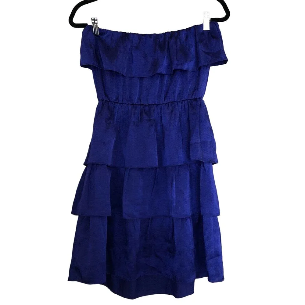 Laundry By Design Purple Strapless Tiered Dress - Size Small - Satin Ruffles - Image 6