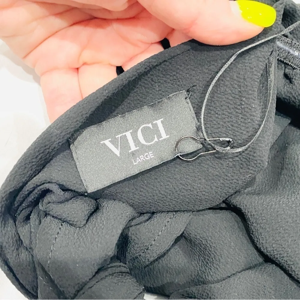 NWOT VICI Dolled Up Wide Leg Open Back Cut Out Strapless Black Jumpsuit - Image 6