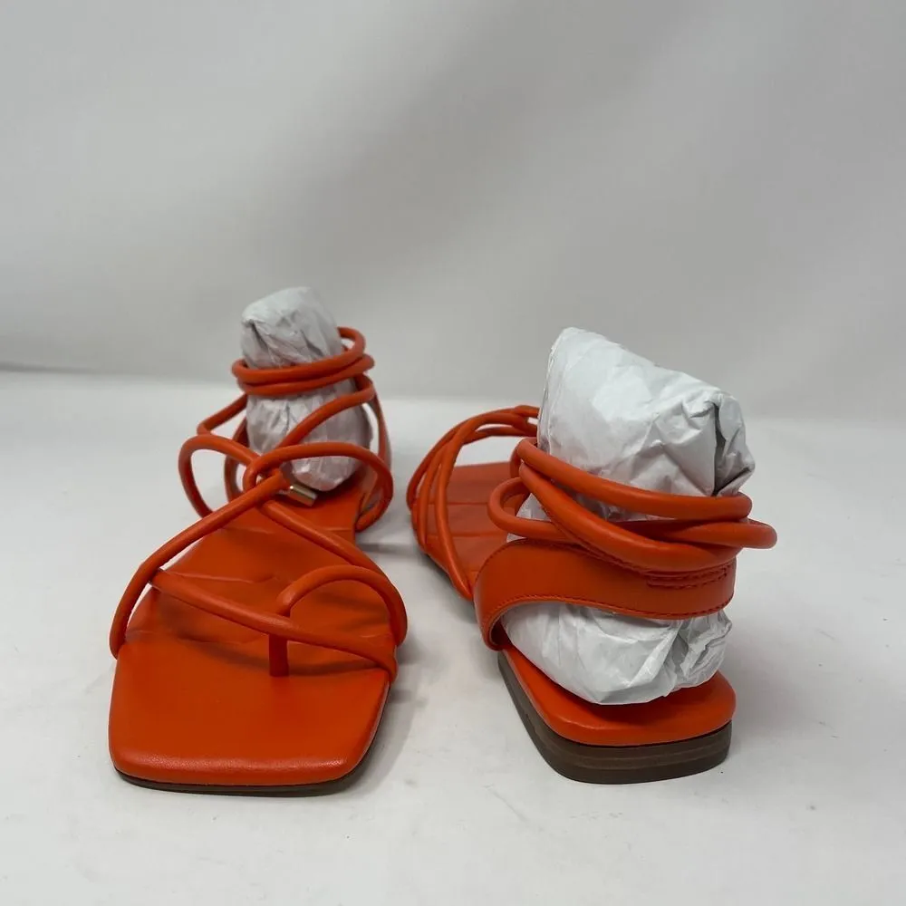 NEW Vince Camuto Alminda Lace Up Sandals 9 Orange Leather Strappy Ankle Wrap - Image 9