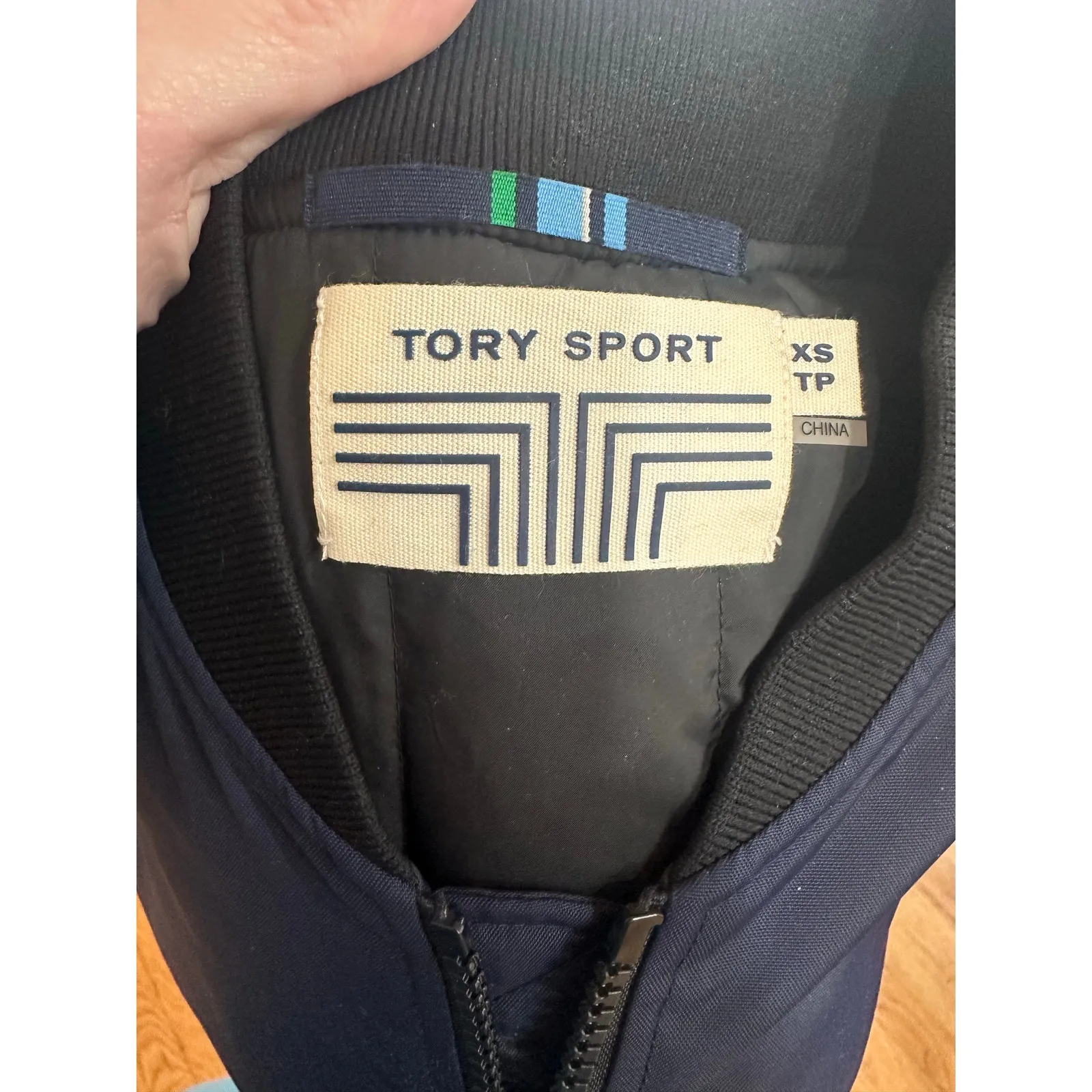 Tory Sport Navy Women's Bomber jacket size XS Blue - Image 6