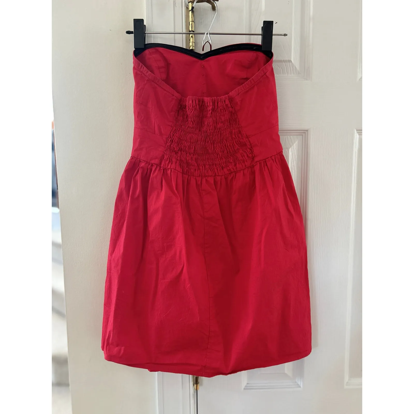 Bebop Babydoll Strapless Red Pin Tuck Pleat Micro Mini Dress Coquette Y2K Twee - Image 4