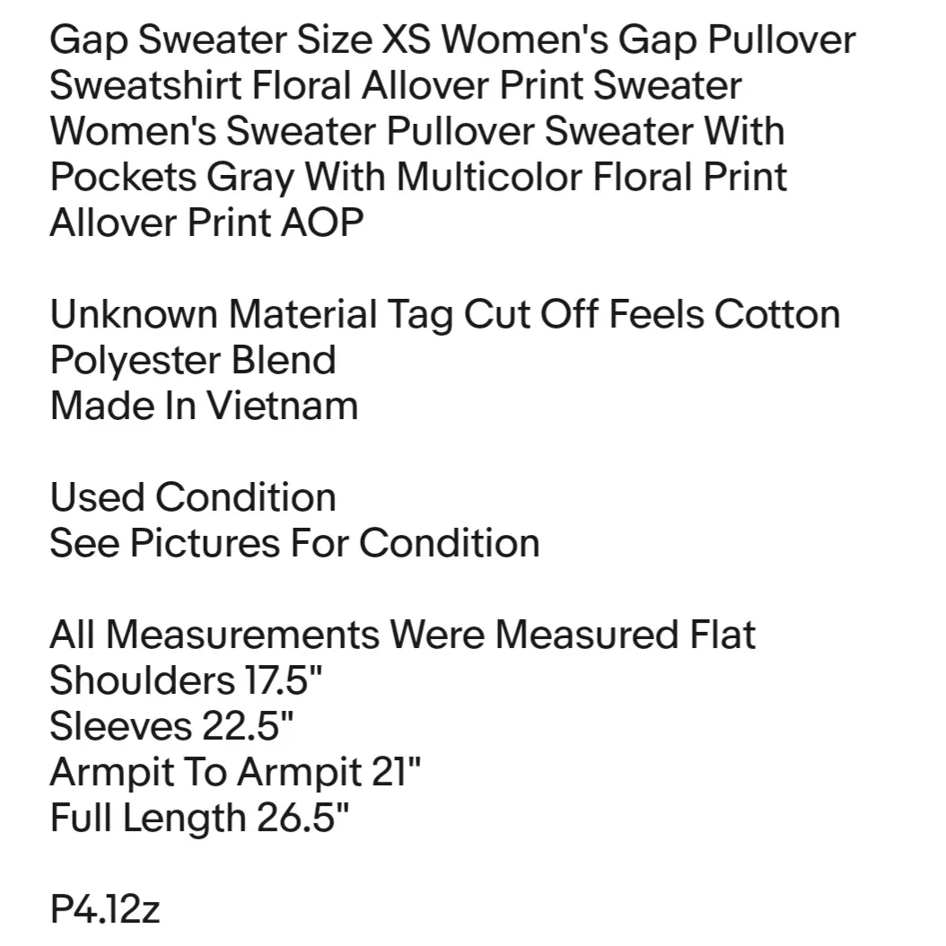 Sweater Size XS Women's  Pullover Sweatshirt Floral Allover Print Sweater - Image 2