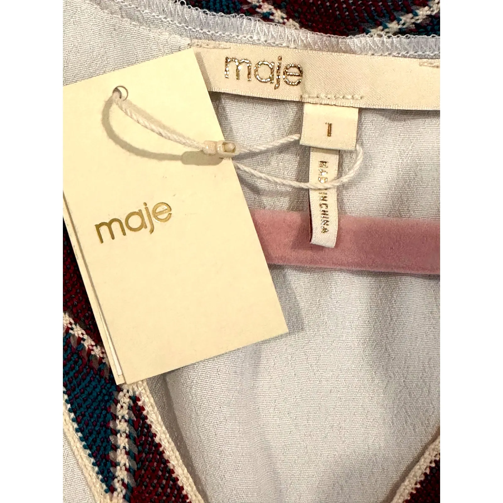 Maje Lisea Cold Shoulder Crepe Top Black White S - Image 12