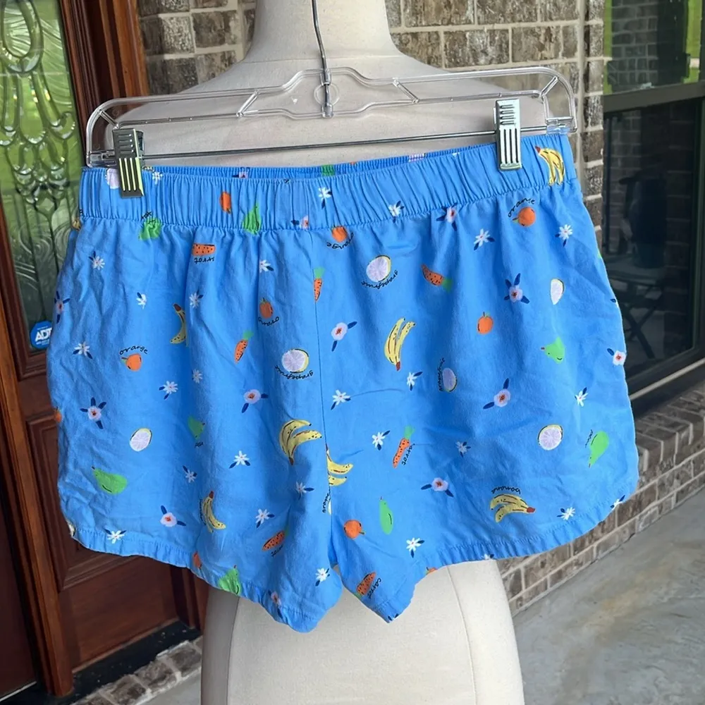 Blue Cotton Pajama Shorts Fruit Print Size M - Image 6