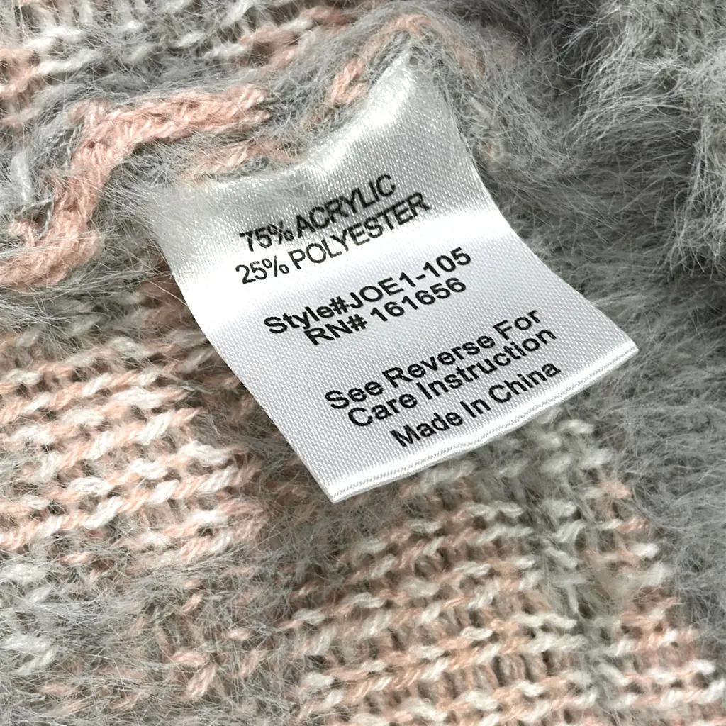 Like Love Multi Textured Knit Gray Pink White Crew Neck Sweater Womens Small - Image 11