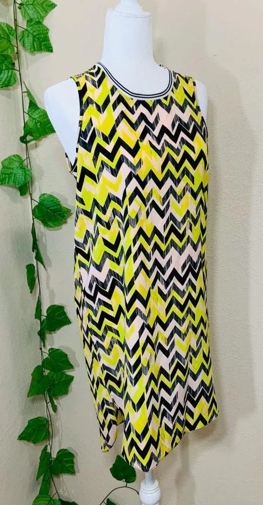 Yellow Chevron Zig Zag Shift Dress - Image 2