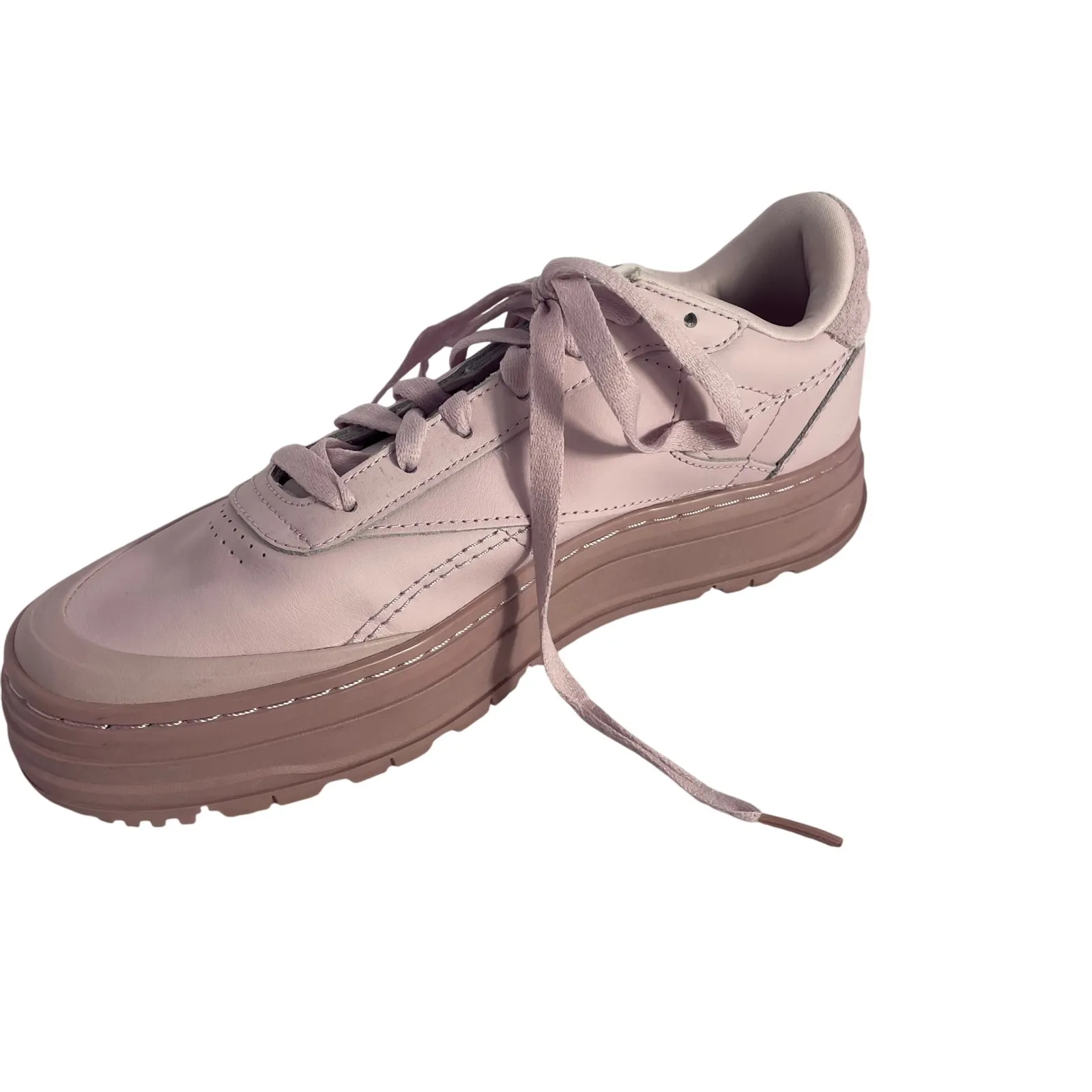 Reebok Classic Club C Double Sneakers Lavender Leather Platform Women's Size 8.5 - Image 2
