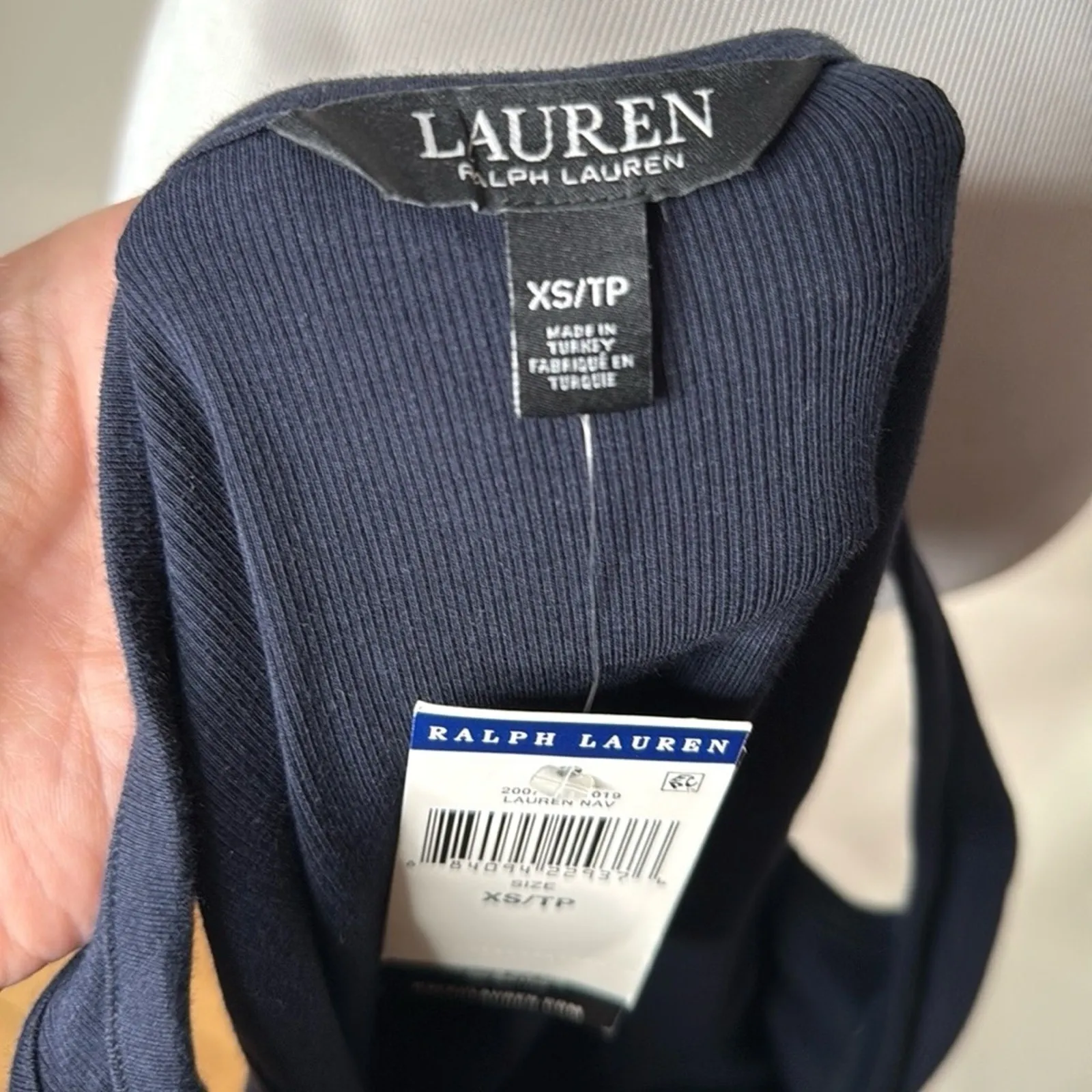 Lauren Ralph Lauren Navy Rib Tank Top - Image 4