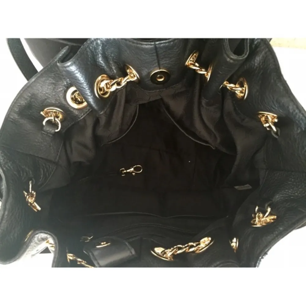 Michael Kors Black and Gold Shoulder Bag with Chain Detail - Image 2
