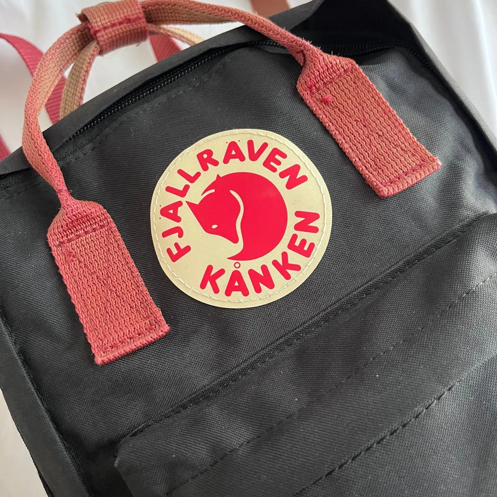 Fjallraven Kanken Mini Backpack Red & Black W Adjustable Strap - Image 2