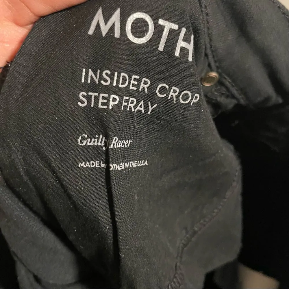 Mother Insider Crop Step Fray Jeans in Guilty Racer Womens Black Size 25 - Image 8