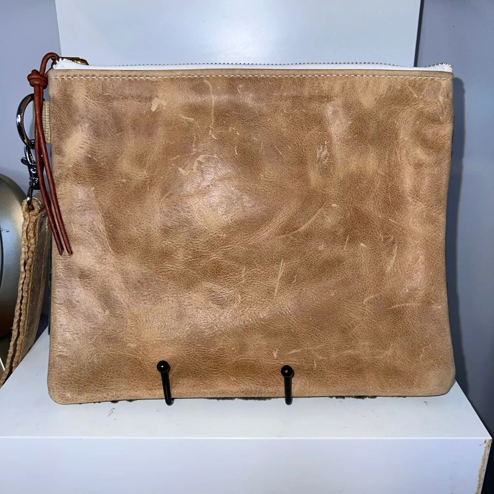 Melody Elizabeth Floral Tapestry Clutch Purse with Leather Wrist Strap Green - Image 2