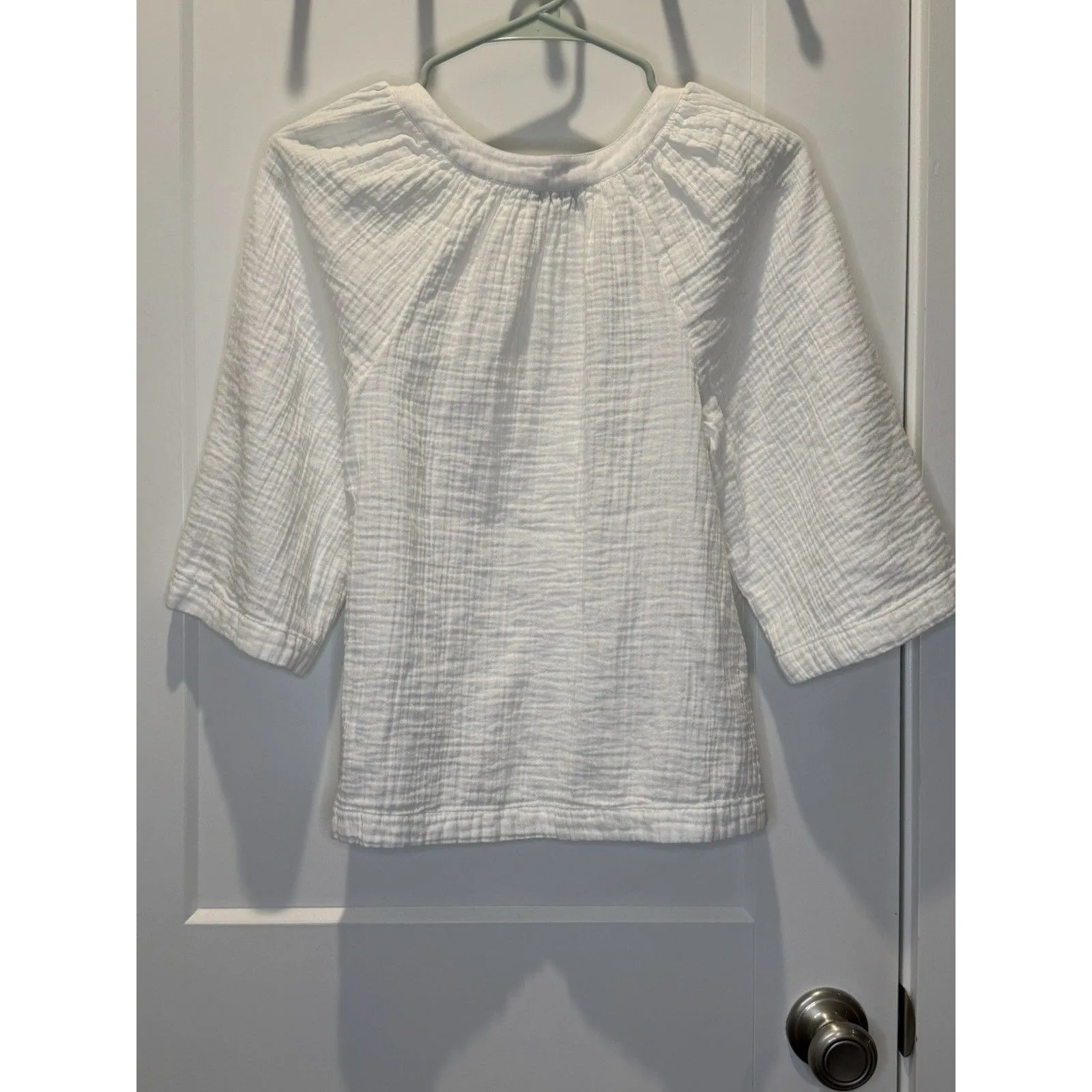 Vineyard Vines White Gauze Split Neck 3/4 Sleeve Tunic Top Small S 100% Cotton - Image 2