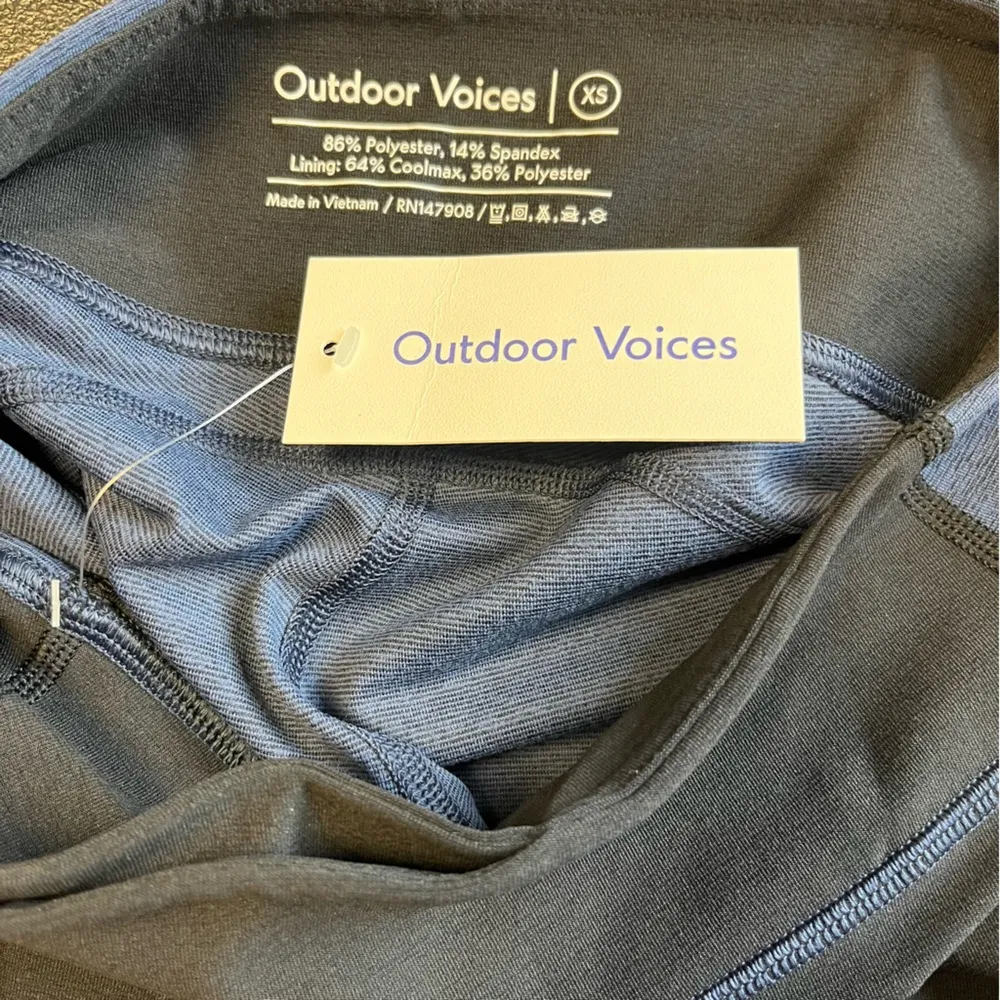 Outdoor Voices Leggings Navy Blue & Black Warmup 3/4 Legging Sz XS NWT - Image 8