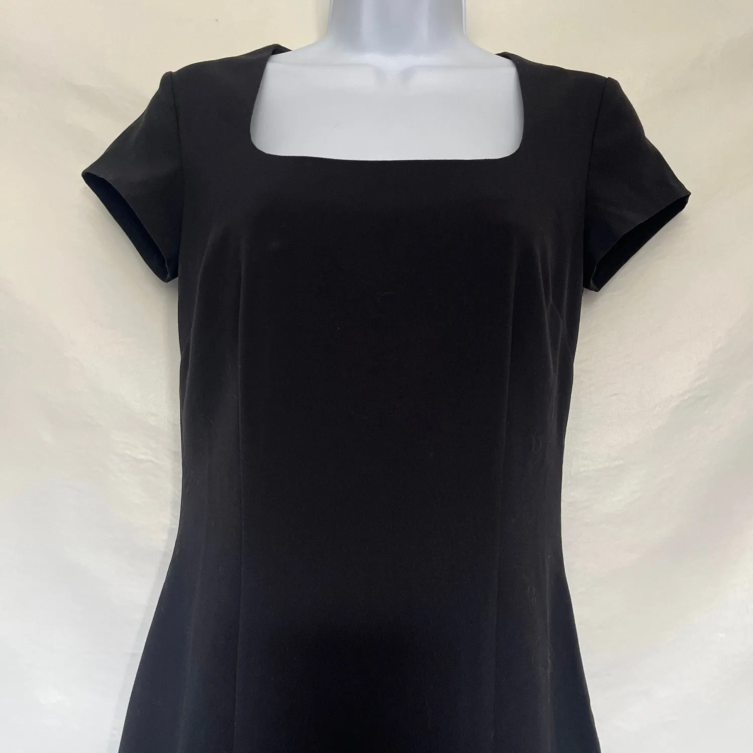 Shape FX Square Neck Sheath Dress Sz 2 Y2K Minimal Shapewear LBD Capsule Fitted Black - Image 2