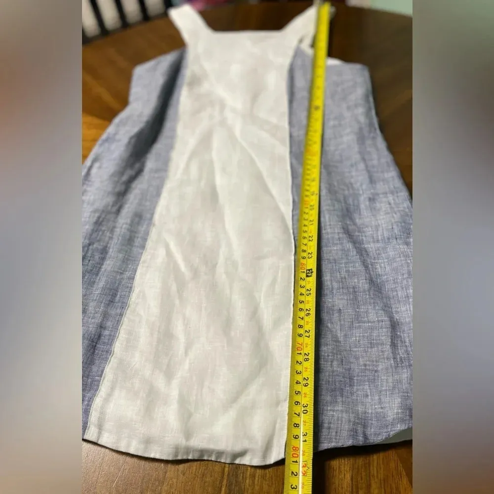 Island Company Aloha Linen Colorblock White Blue Mini Dress Coastal Size XS - Image 5