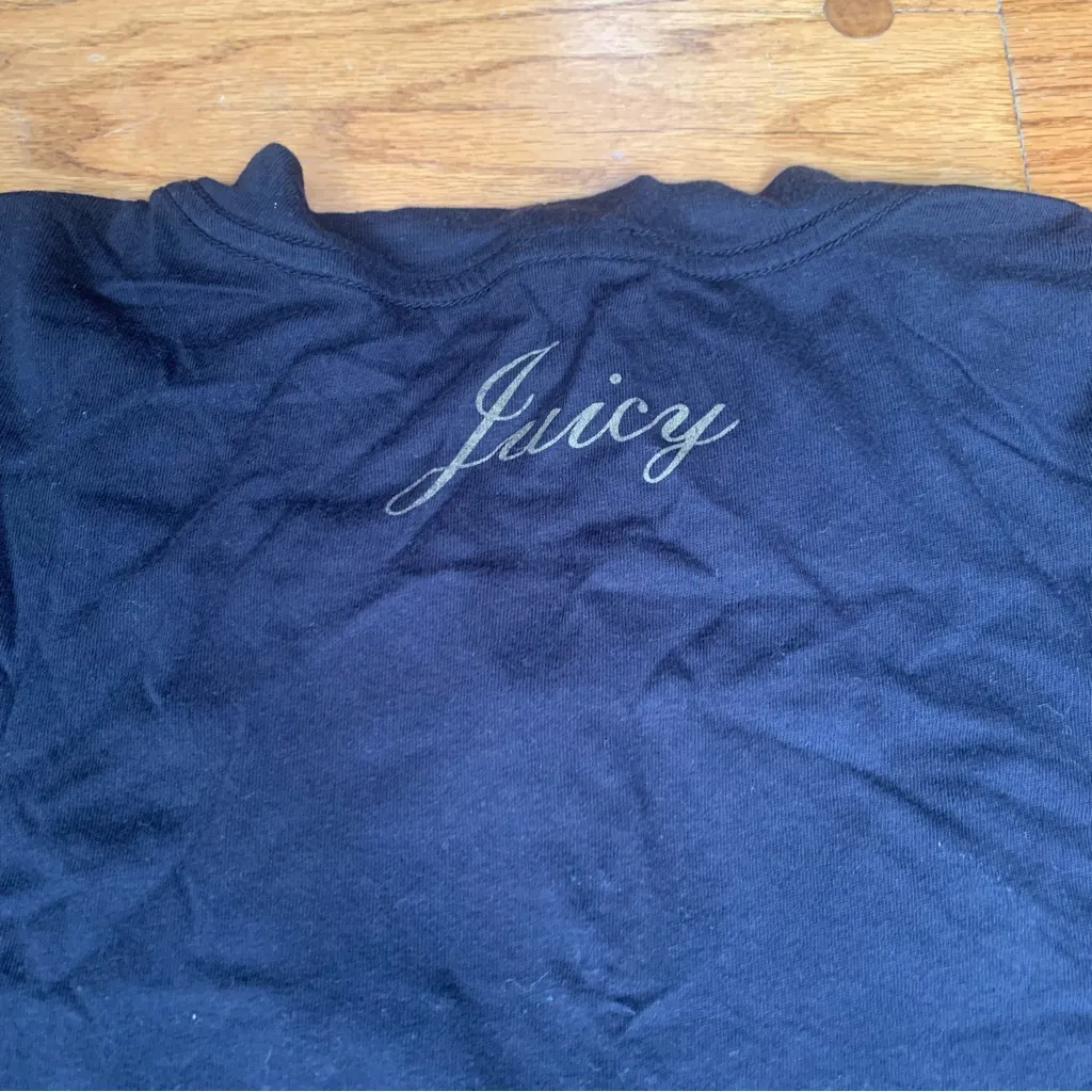 Juicy Couture Pam Gela Gold Sequin Scottie Dog Logo T-Shirt Black Women’s Large - Image 6