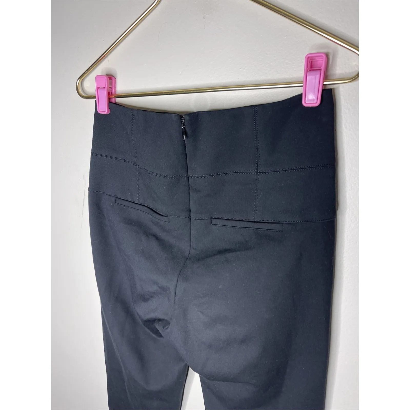 Veronica Beard Black High-Rise Ponte Back Zip Leggings Sz 6 - Image 9