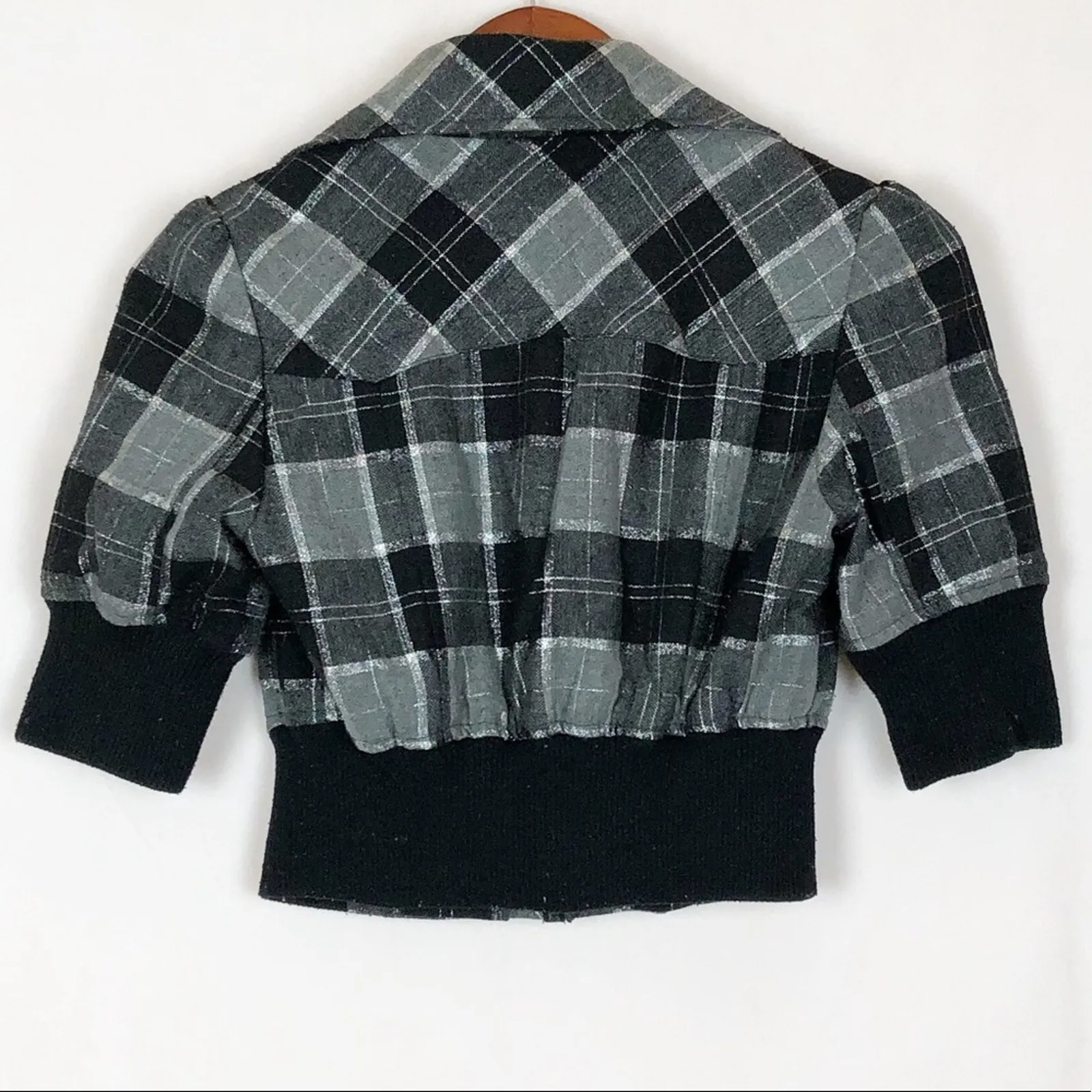 Silvergate Y2K Retro Crop Jacket Small Metallic Whimsigoth Dark Academia Chic Black - Image 2