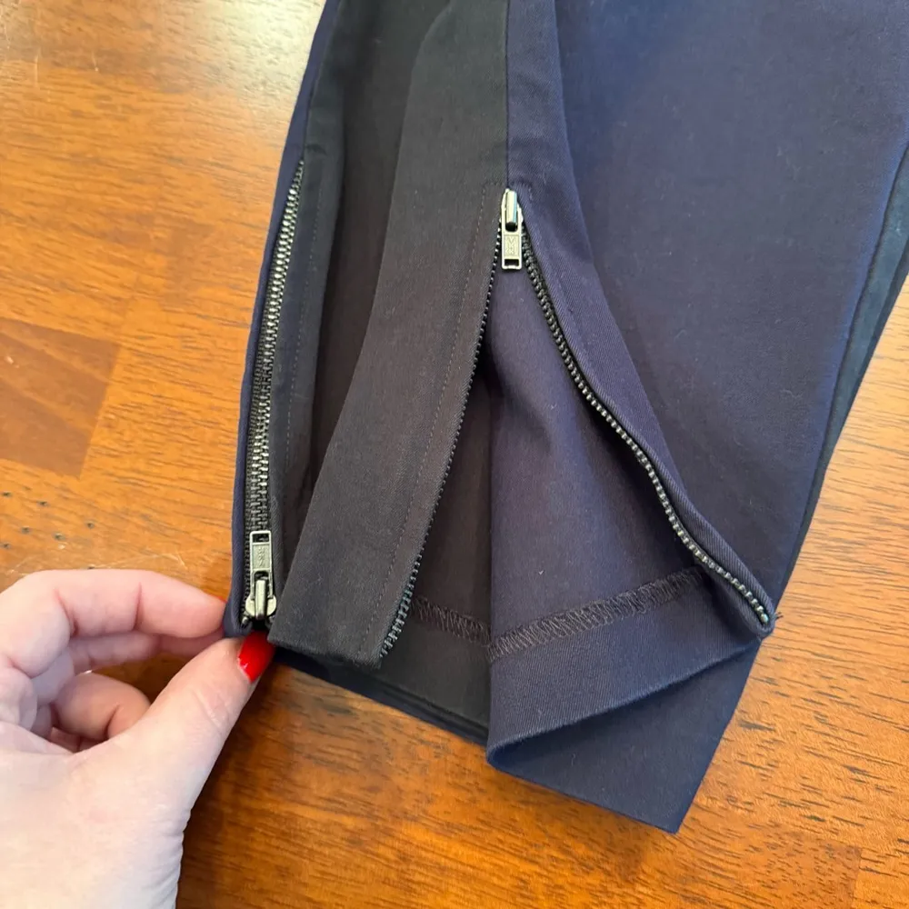 Eileen Fisher Organic Cotton Two Tone‎ Ankle Pants Size Large Navy Black - Image 12