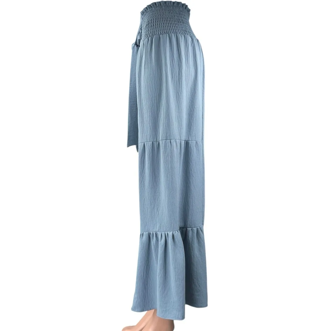 BMJL Women's Blue Tiered Wide Leg Smocked Waist Palazzo Trousers Pants Size S - Image 2