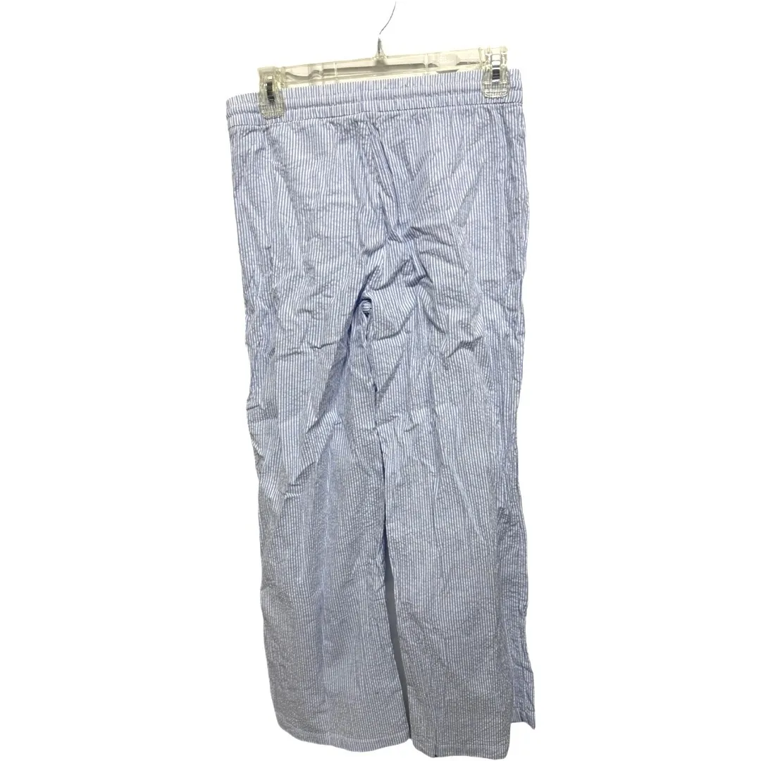 H&M Blue White Striped Pull on Elastic drawstring pants size XS beach vacation - Image 4