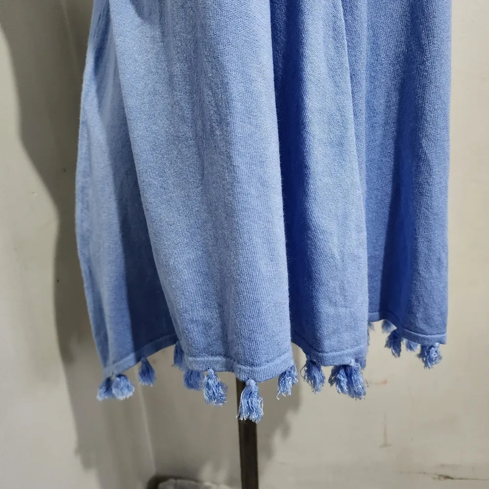Joseph A Blue Open Sweater Vest with Tassel Hem - Image 3