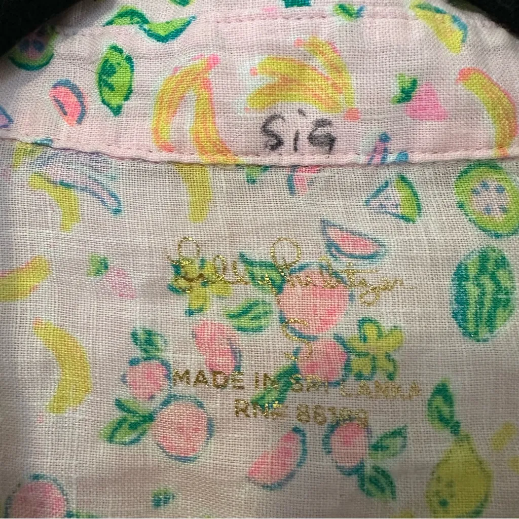 Lilly Pulitzer Seaview Button Down Lil Juicy Fruit Womens Small Pink - Image 8