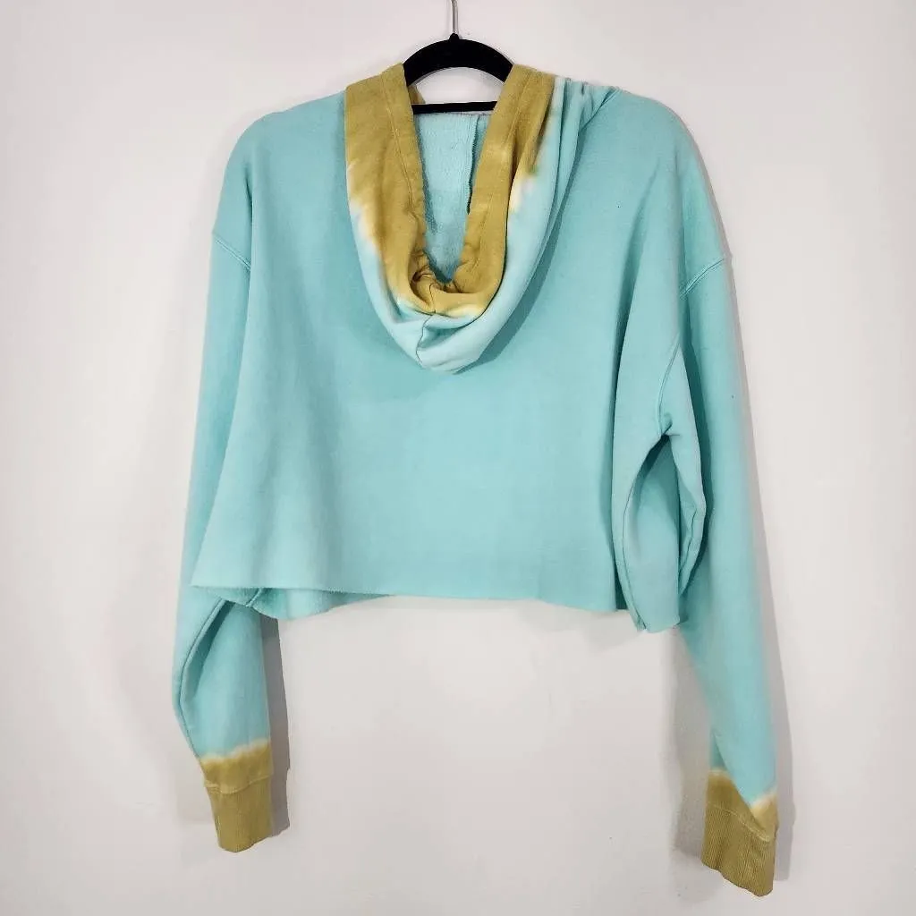 Wild Fable Blue and Gold Tie-Dye Cropped Hoodie Sweatshirt Size XL Tie-Dye Top - Image 5