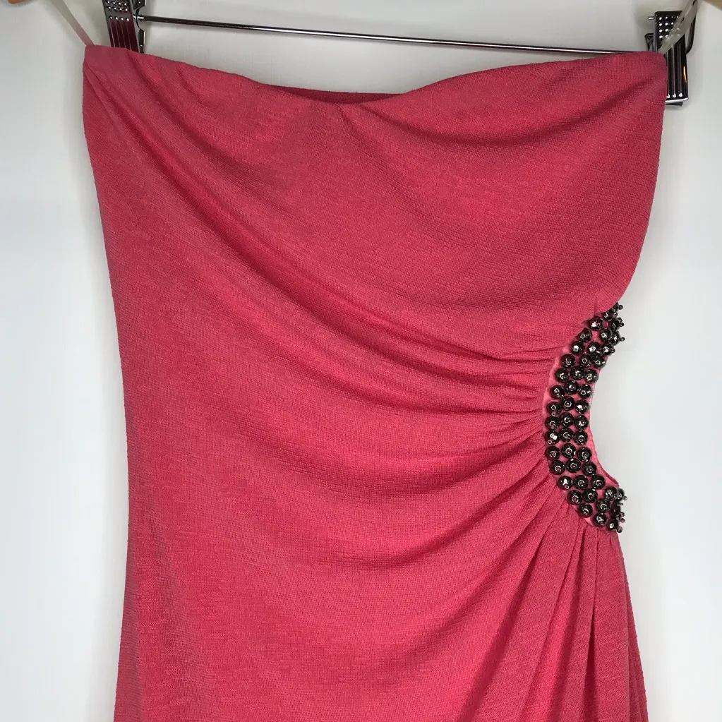 Y2k Codigo strapless body con dress w/ side cut out Sz Small Coral? Party Hoco Pink - Image 11