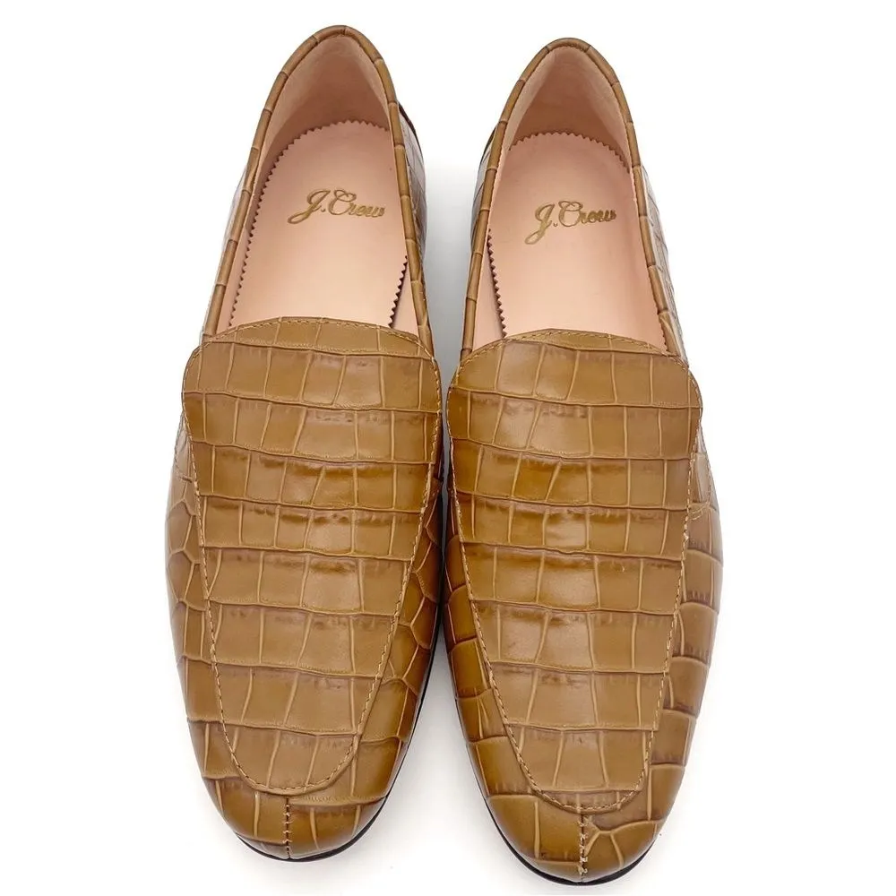 NEW J. Crew Cecile Croc Embossed Leather Slipper Loafer Tan Slip-On Size 7 NWOB - Image 7