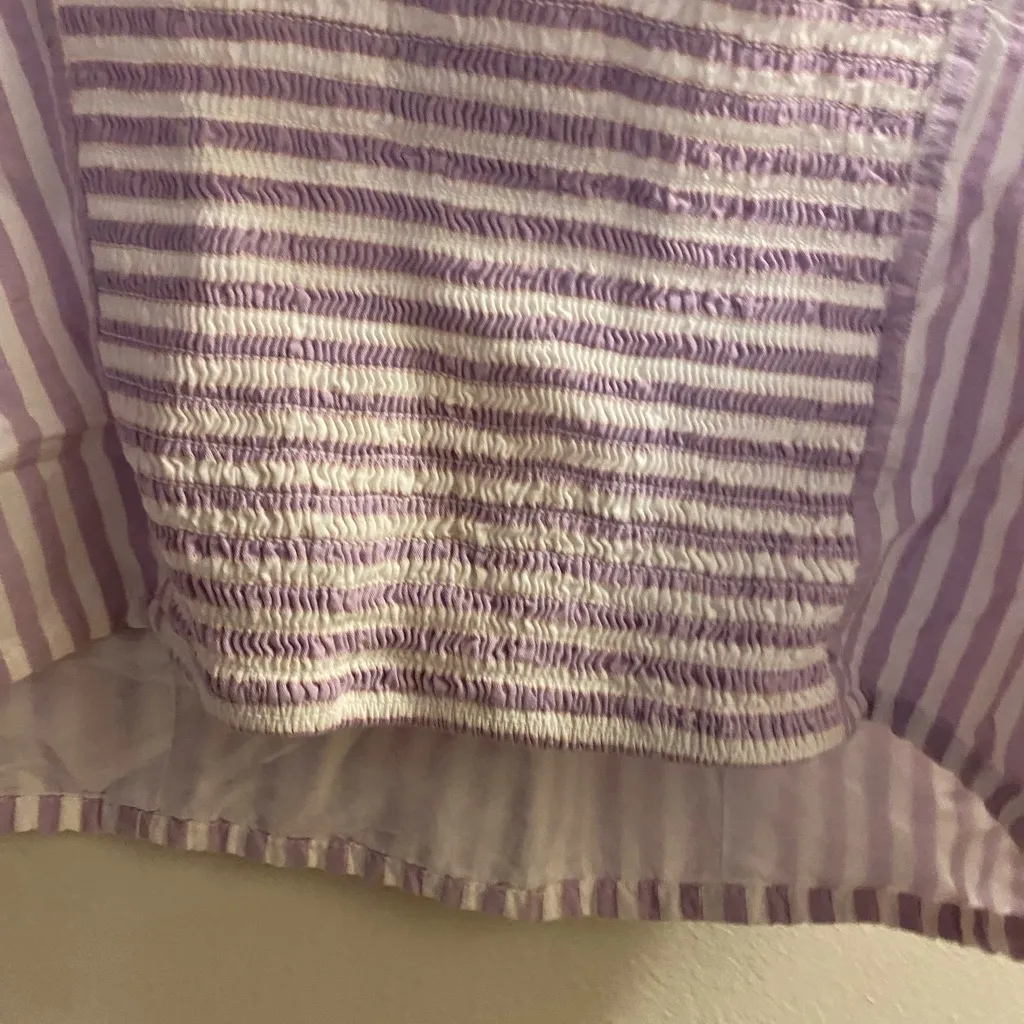 Anthropologie Womems Juniors Crop Tank Top XS 30” Purple White Stripes Striped - Image 5