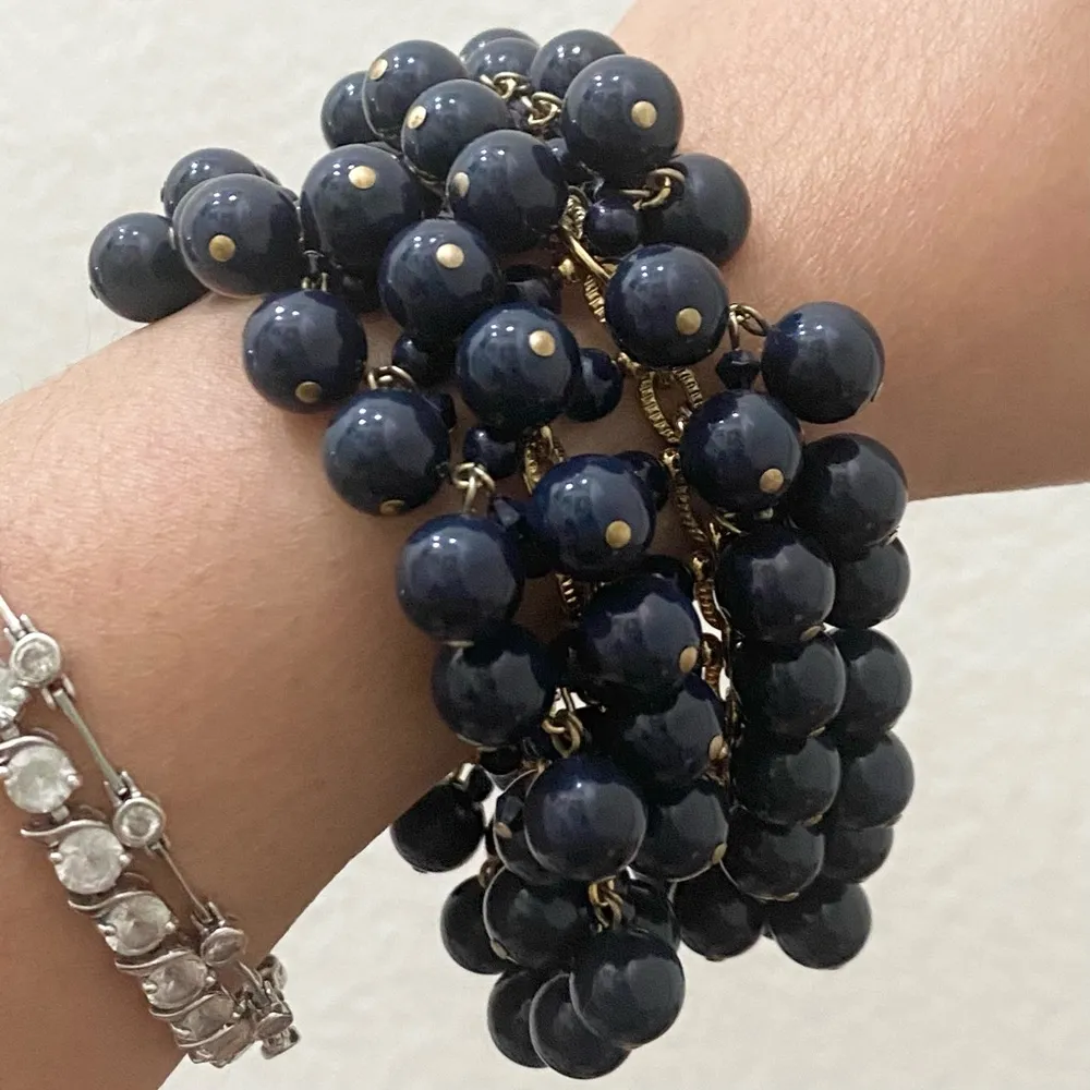 Rare KATE SPADE Navy Blue Baubles & Beads Cluster Beaded Bracelet 79.4g - Image 7