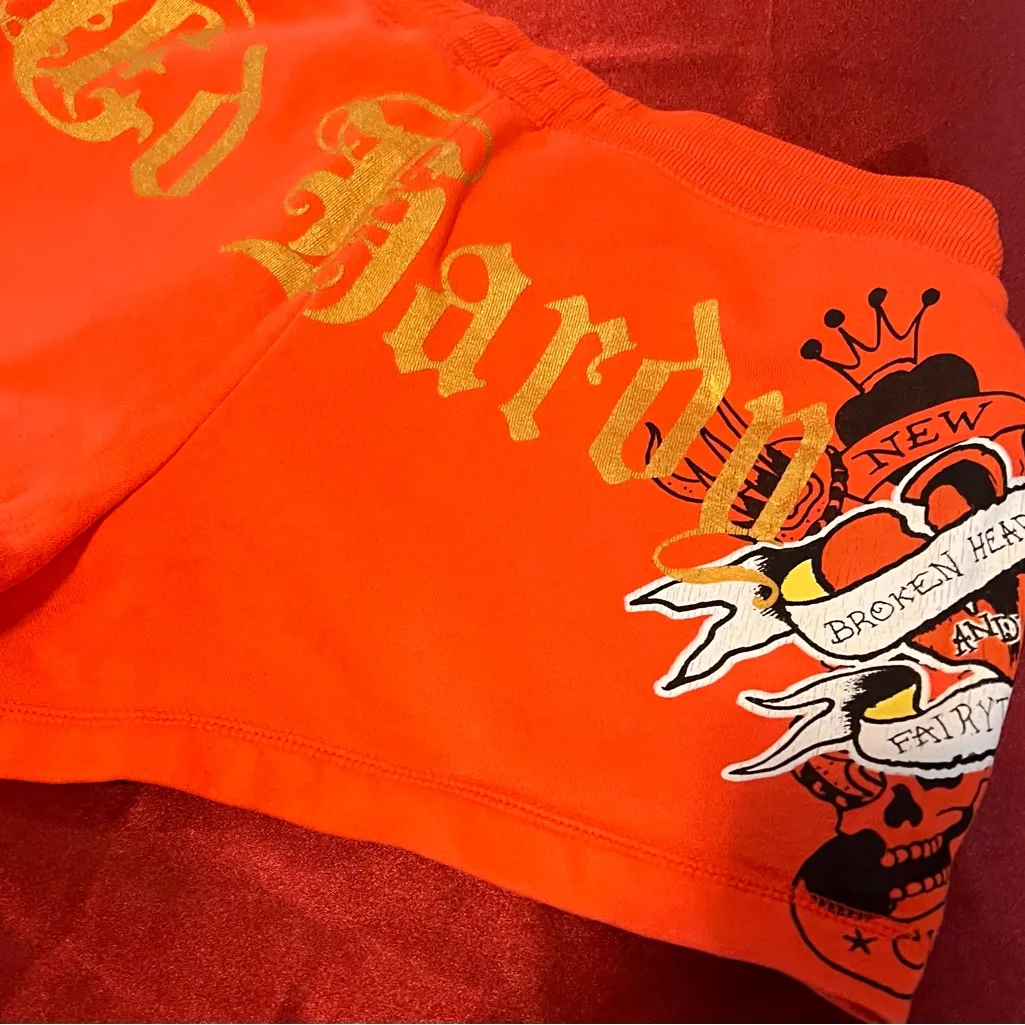 Ed Hardy Bright Orange Graphic Shorts - Image 8