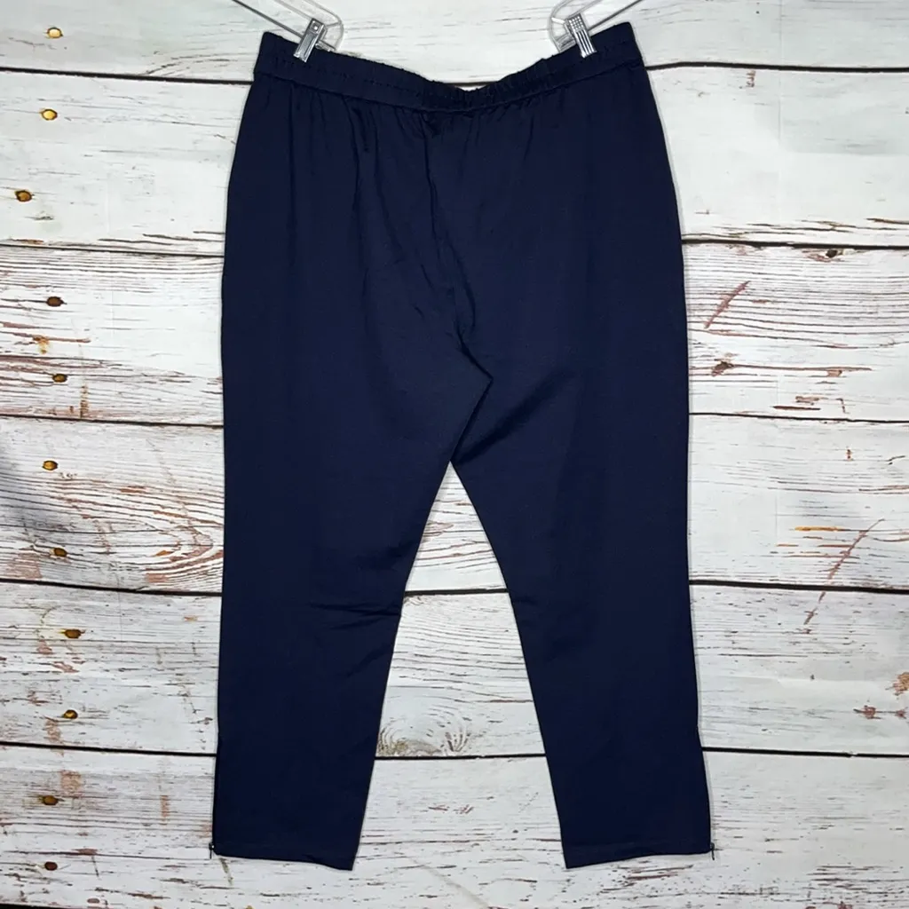 Christopher & Banks NWT Size XL Navy Blue Pull On Zipper Ankle Knit Pants - Image 3