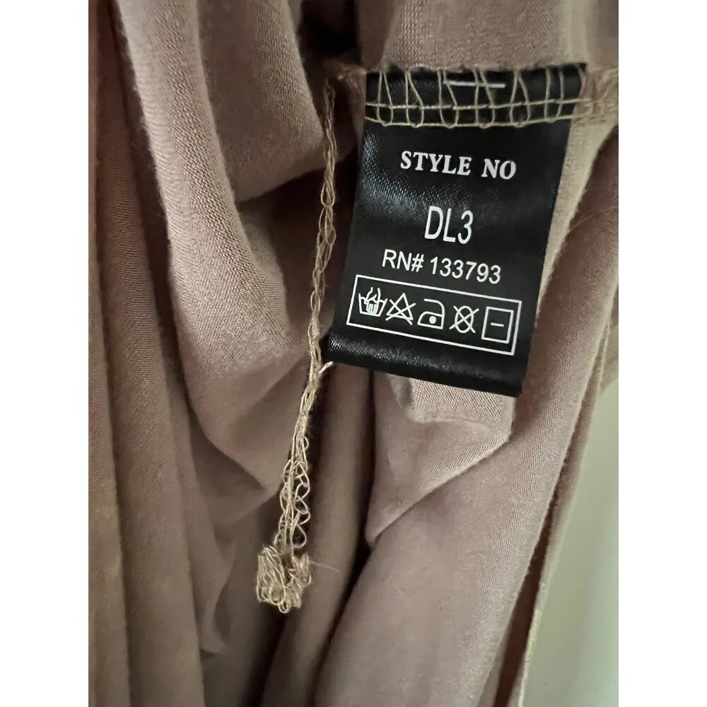 POL Boutique Boho Marrakesh Hooded Dress Summer A-Line Brown Dusty PInk Large - Image 4