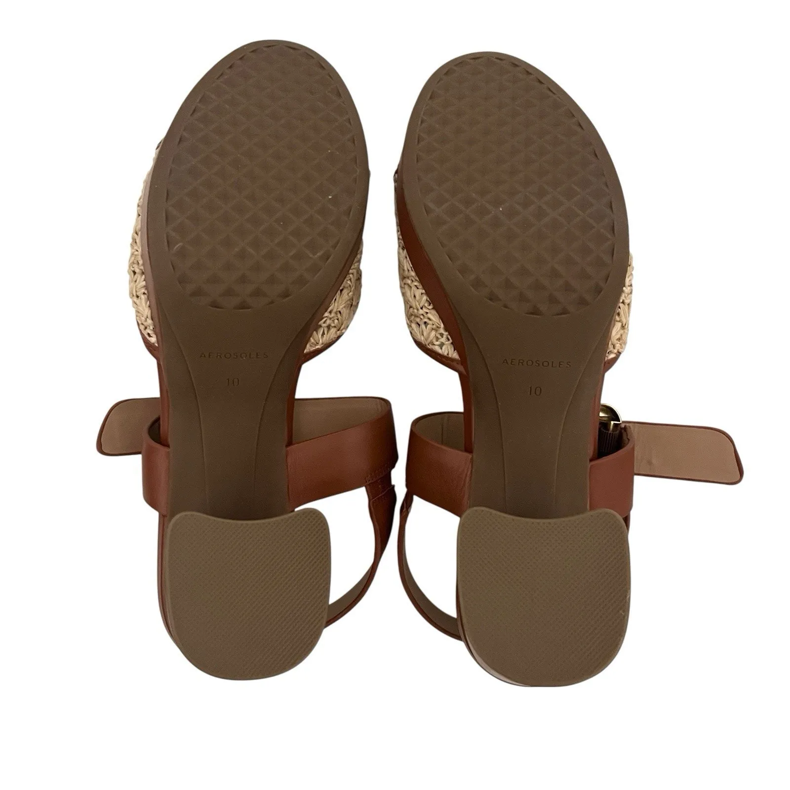Aerosole Chamber Platform Block Heel Sandal Sz 10 brown Raffia Boho Chic Retro - Image 10