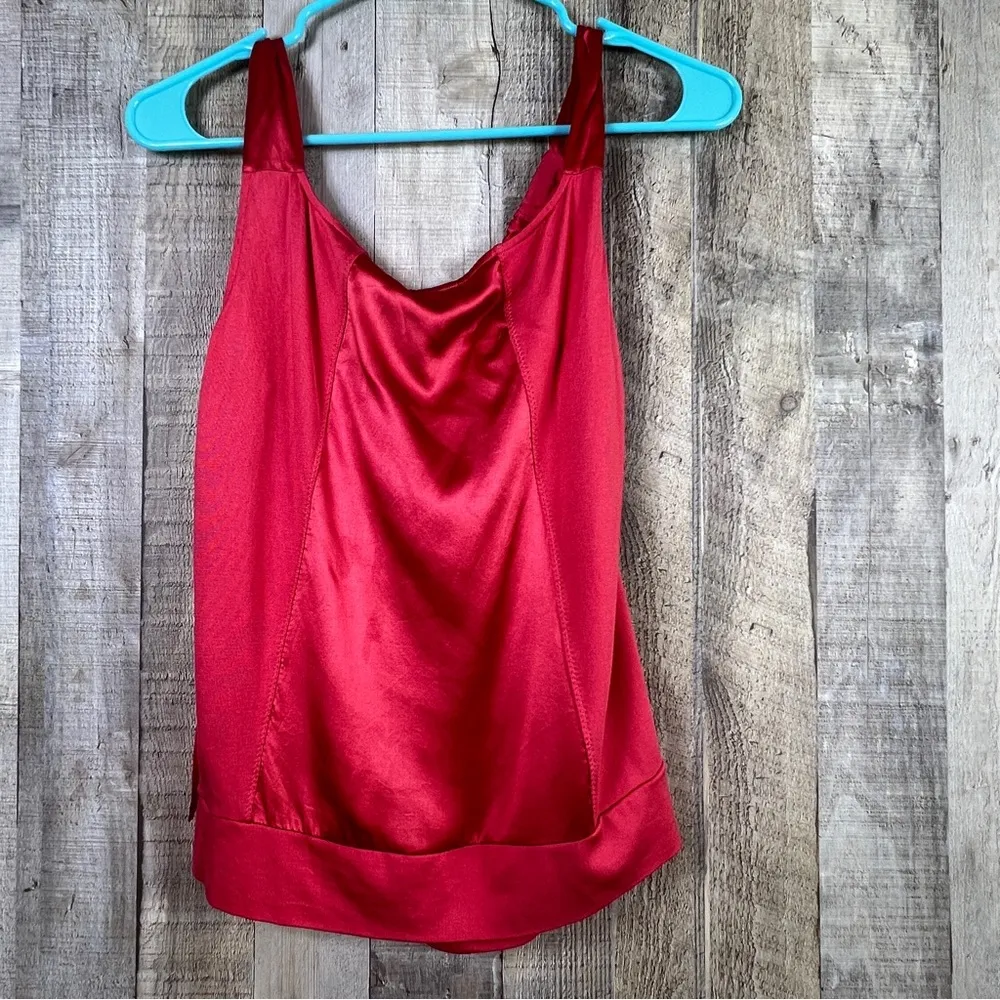 Ann Taylor Size Large Shoulder Bow Scoop Neck Red Tank Top - Image 2