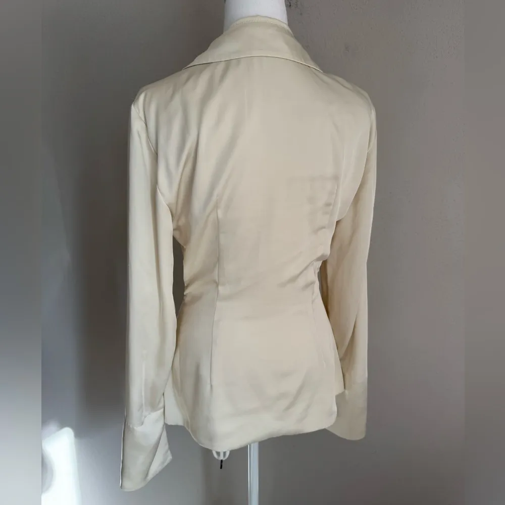 Meshki Cream Silky Satin Clip Loose Blazer Women’s XS Preppy Coquette - Image 5