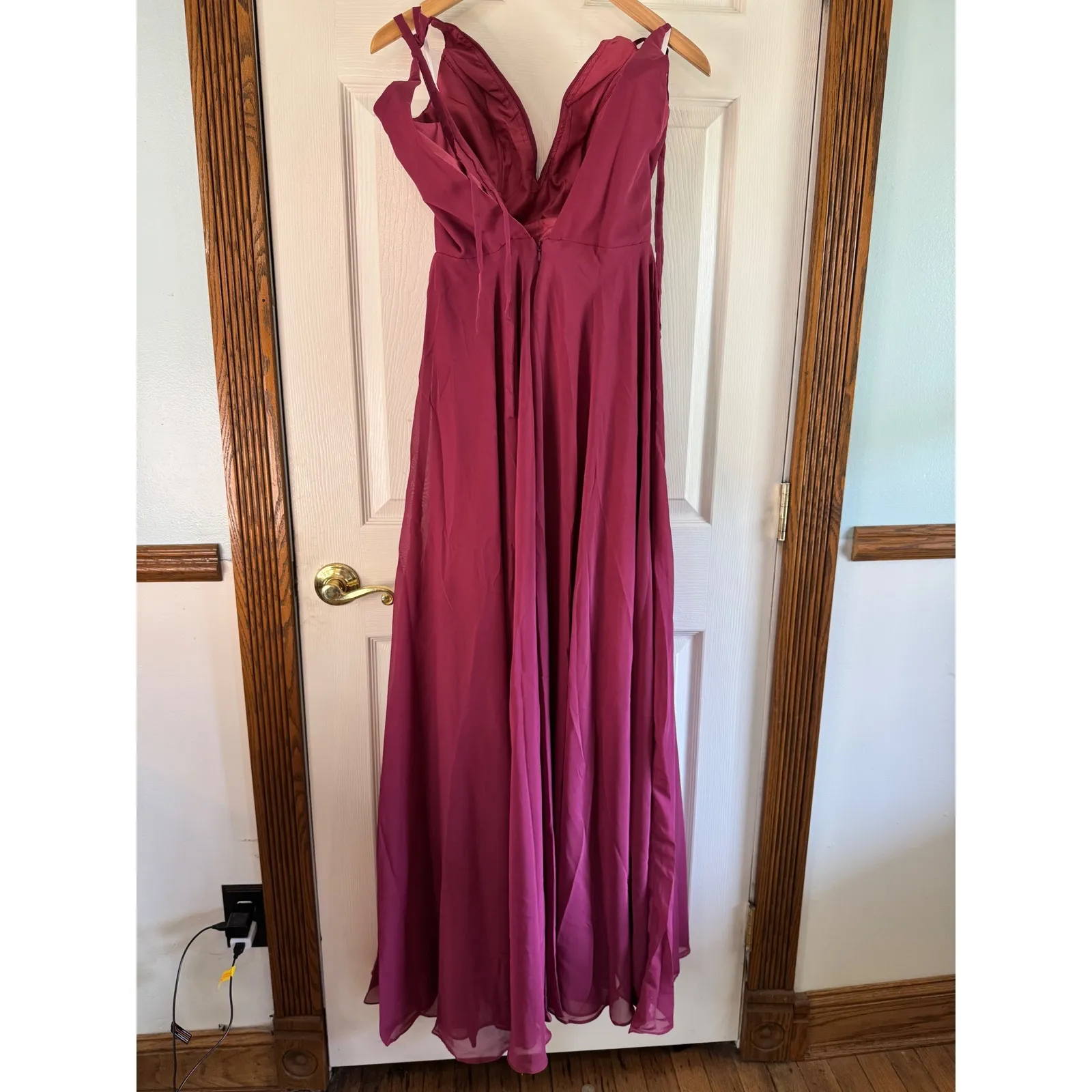 Chiffon Maxi Dress Formal Gown‎ Bridesmaid Dress Sleeveless Purple Size 6 - Image 6