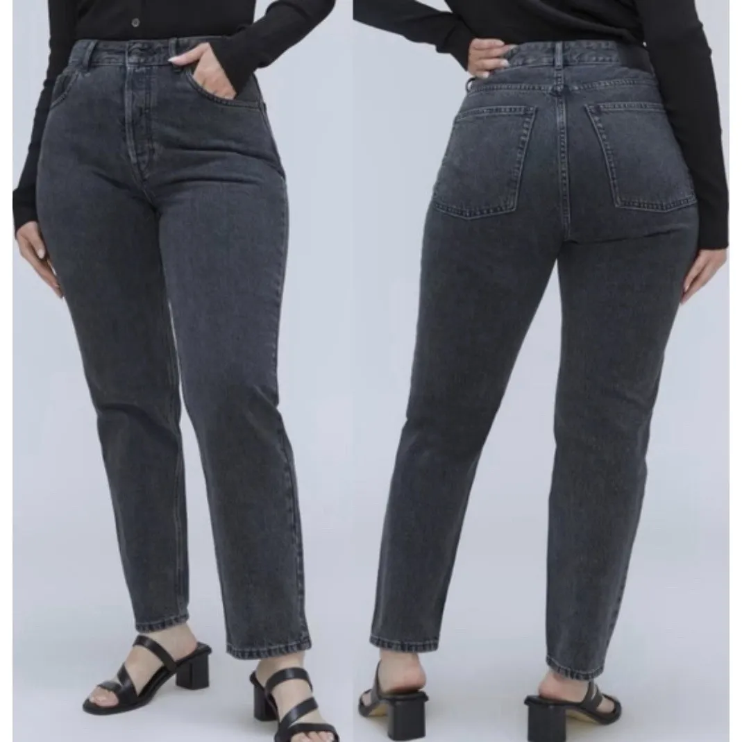Everlane Curvy 90s Cheeky Straight Jeans Washed Black/Charcoal Size 27 Organic - Image 2