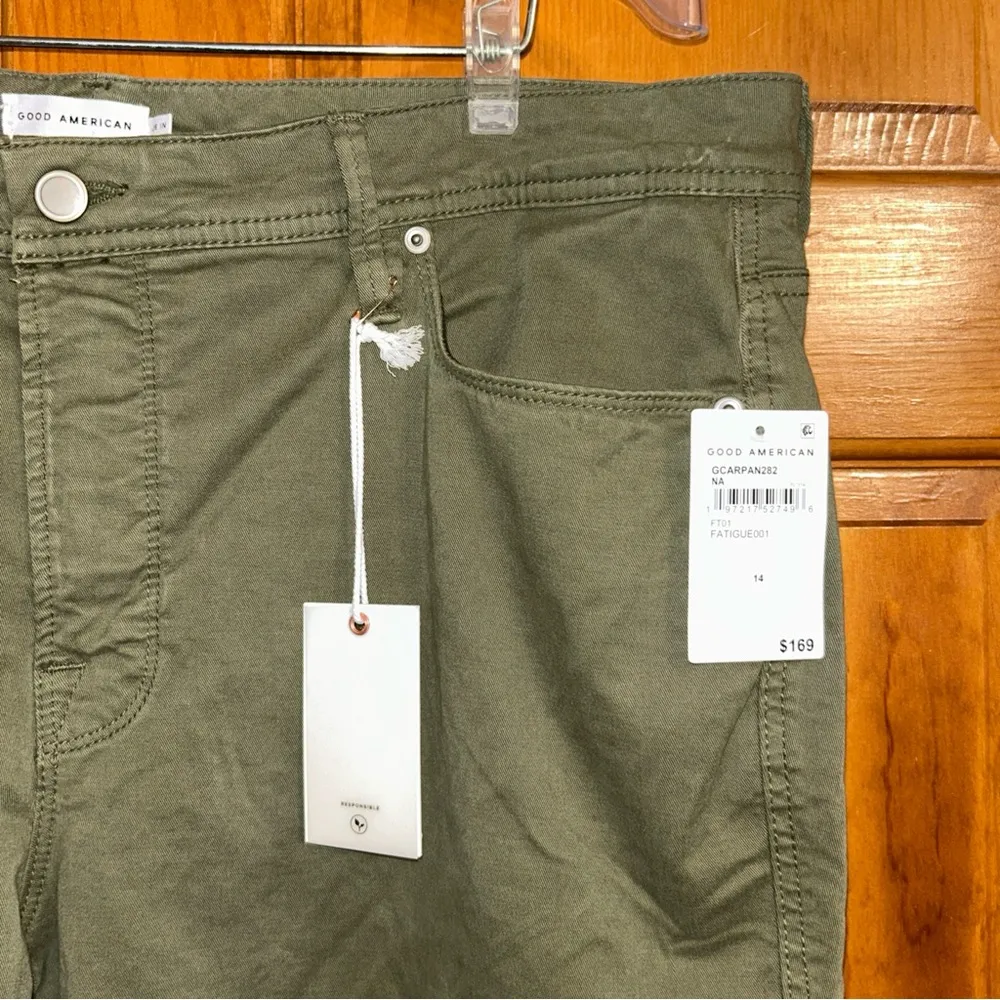 Good American Women’s Twill Skinny Cargo Olive Pant Sz 14/32 -NWTS - Image 6