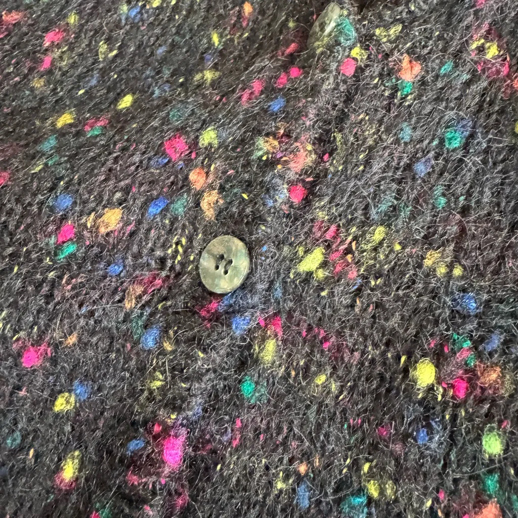 Vintage 80s 90s Stefano Basics Black Pink Speckled Button Down Sweater Vest Sz L Size L - Image 9