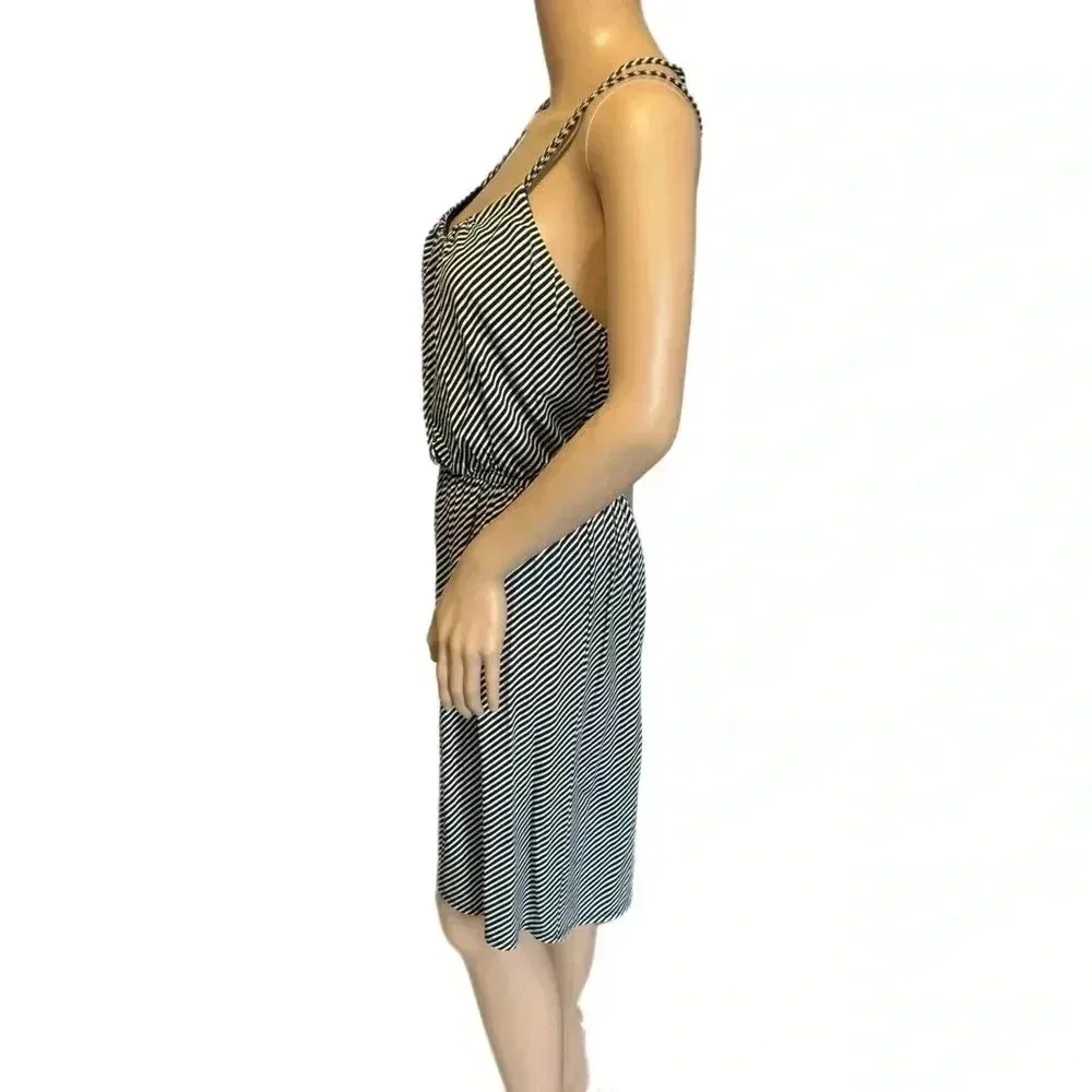 Ann Taylor LOFT Size Small Navy Gray Stripe Sleeveless Dress Strappy Summer - Image 4