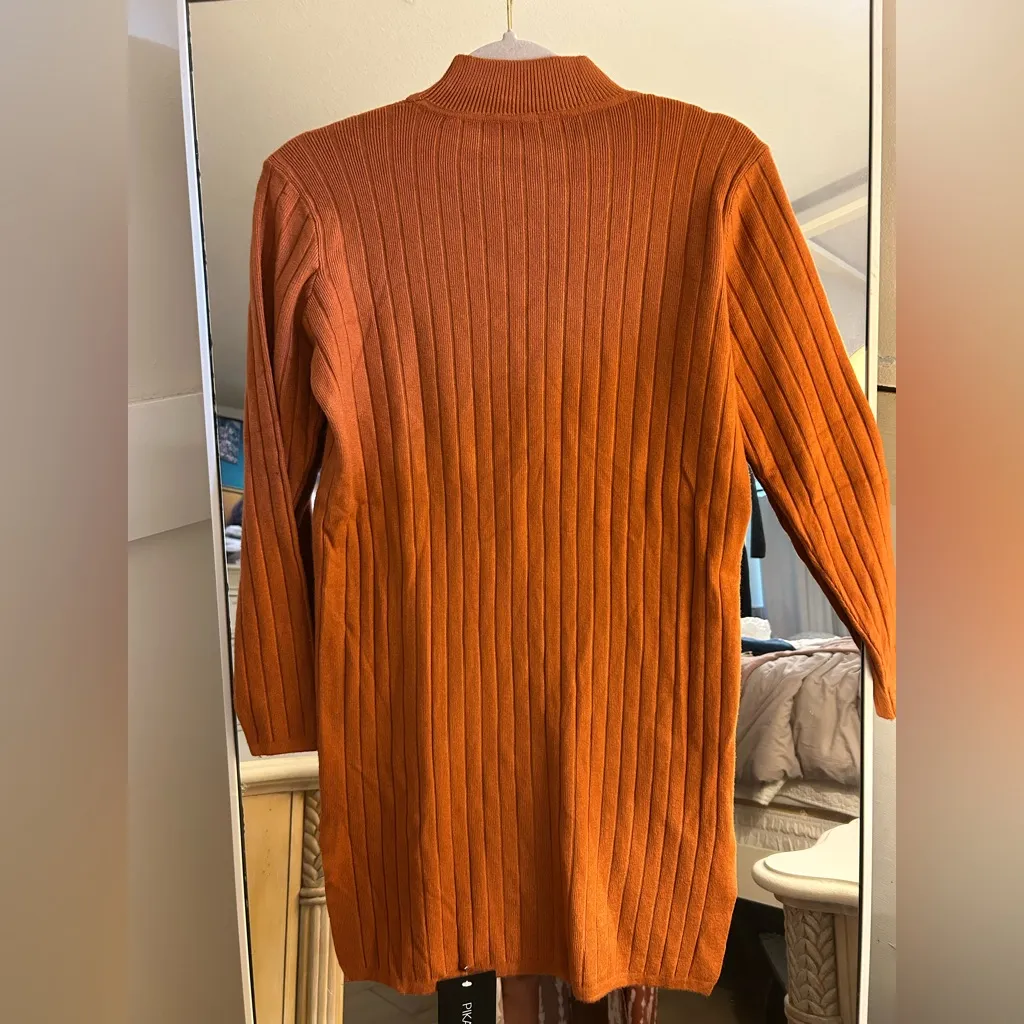 NEW Burnt Orange Fall Lightweight Sweater Mini Dress M Size M - Image 2