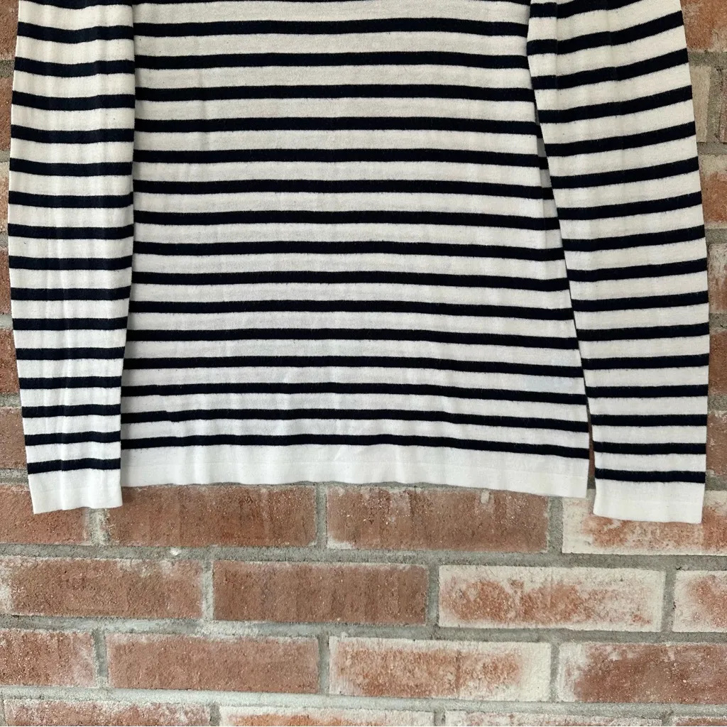 J. McLaughlin Striped Sweater Navy Blue White Women’s Small Nautical - Image 3