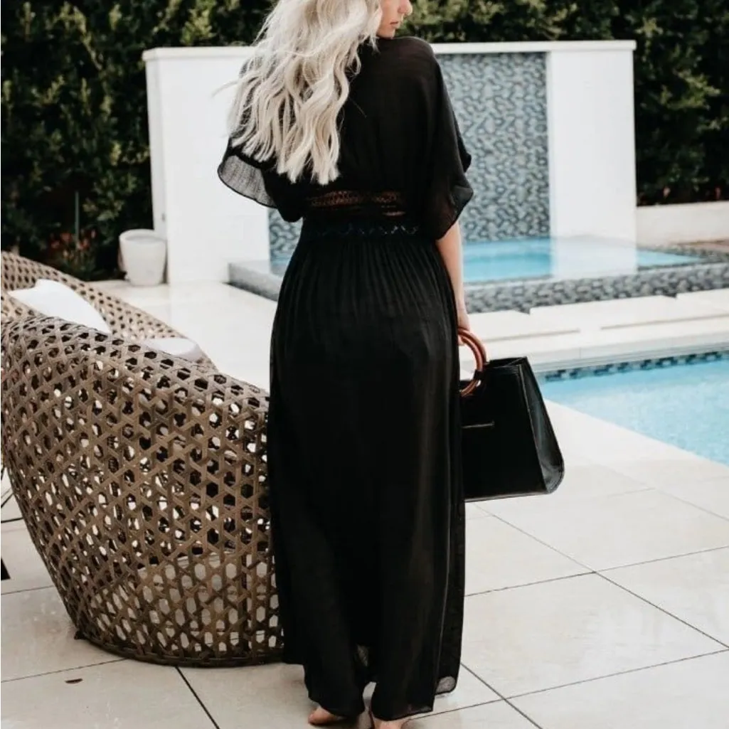 Aakaa Black Kimono Sleeve Duster - Image 5