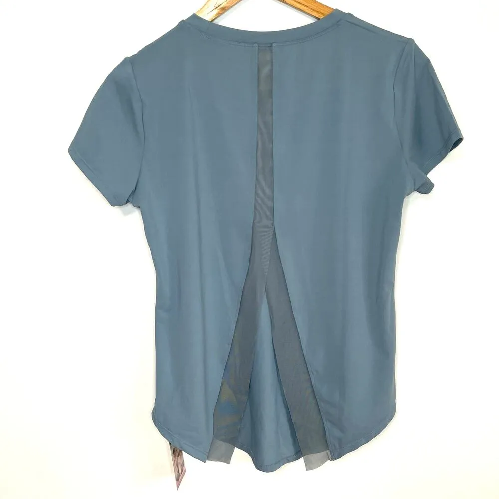 Halara Contrast Mesh Tee S Womens Split Back Short Sleeve Lightweight Athletic - Image 3