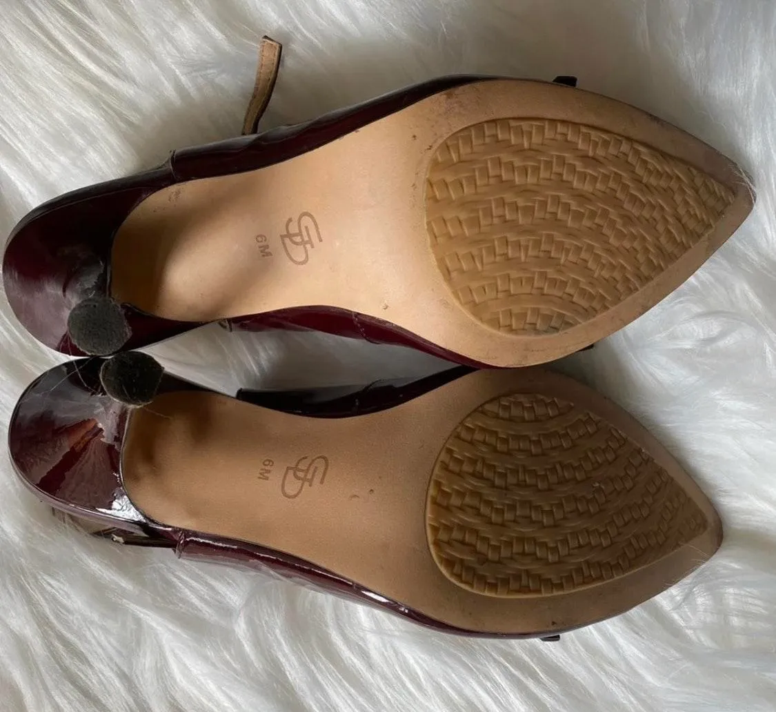 Circa Joan and David Luxe Red Leather Heels Vibrant Red Wine Leather Stiletto heel. - Image 8